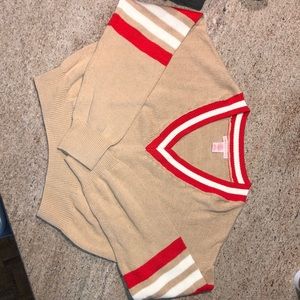 Urban Outfitters v-neck cropped dolman sweater contrast trim